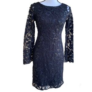 White House Black Market Black Lace Sheath Dress Size 00